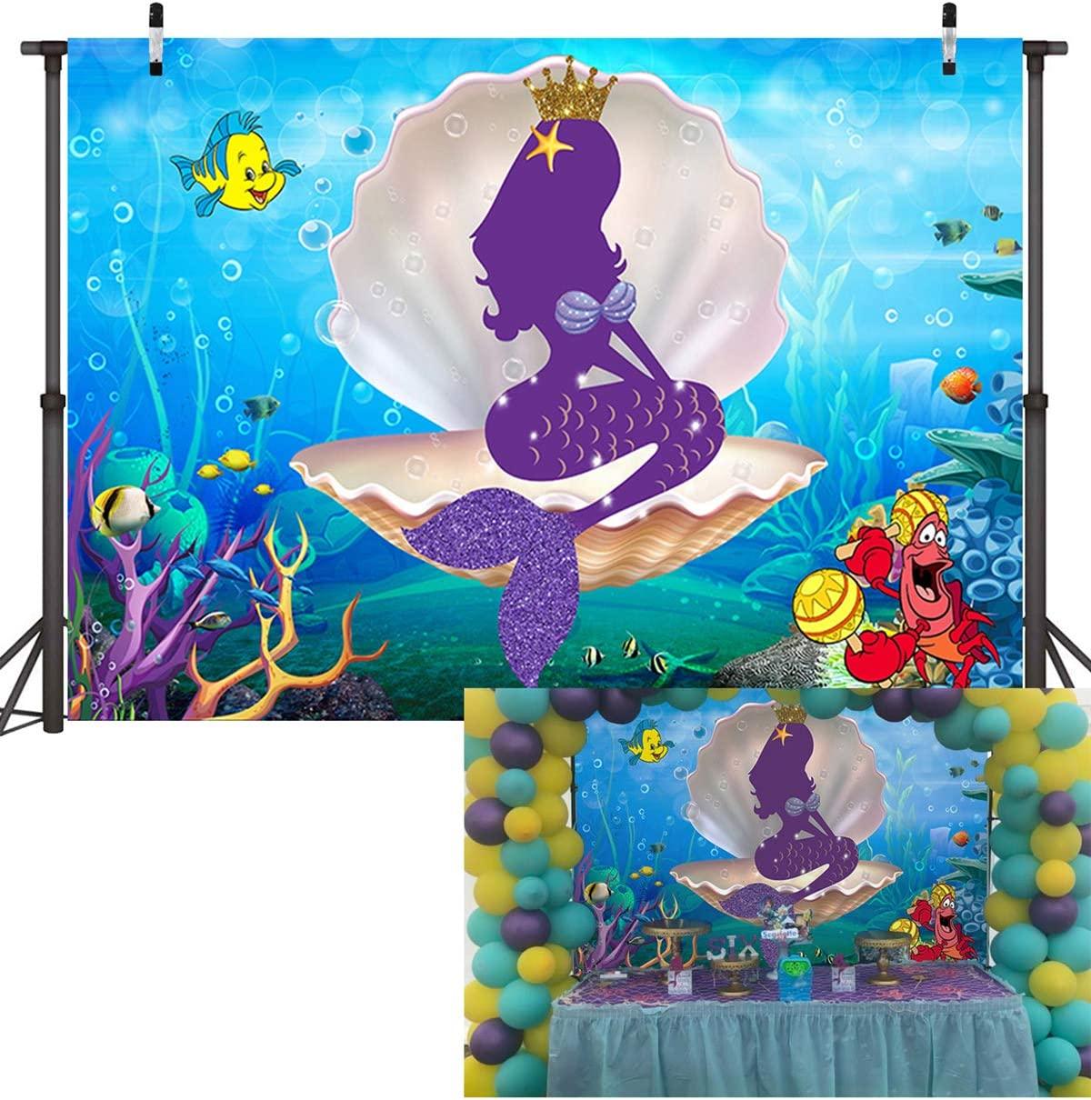 Mermaid Theme Photography Backdrop Little Mermaid Princess Underwater World Photo Background - Decotree.co Online Shop