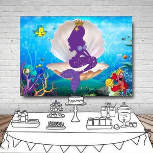 Mermaid Theme Photography Backdrop Little Mermaid Princess Underwater World Photo Background - Decotree.co Online Shop