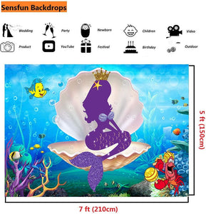 Mermaid Theme Photography Backdrop Little Mermaid Princess Underwater World Photo Background - Decotree.co Online Shop