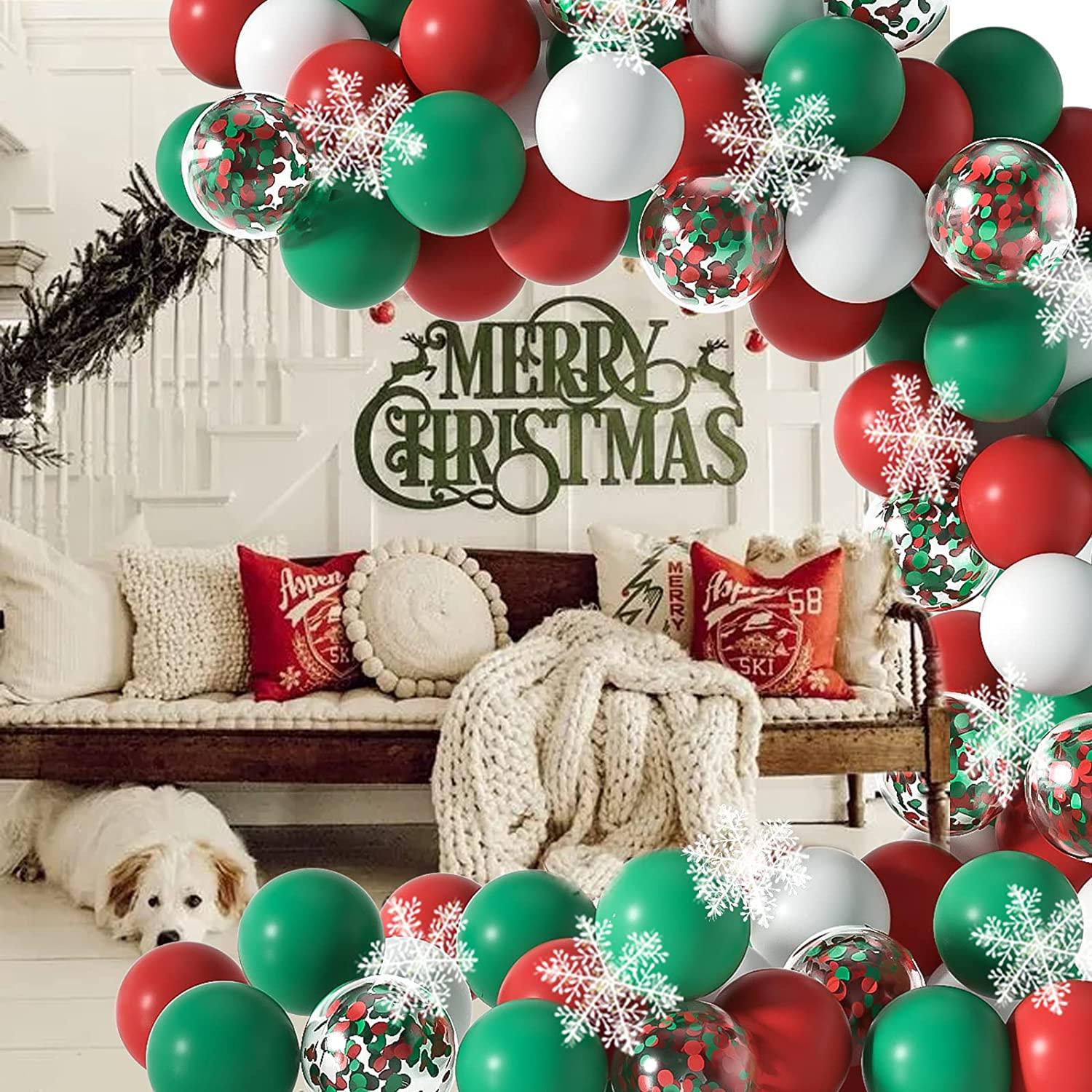 Merry Christmas Balloons Arch Garland Kit, 110pcs Christmas Red White Balloons - Decotree.co Online Shop