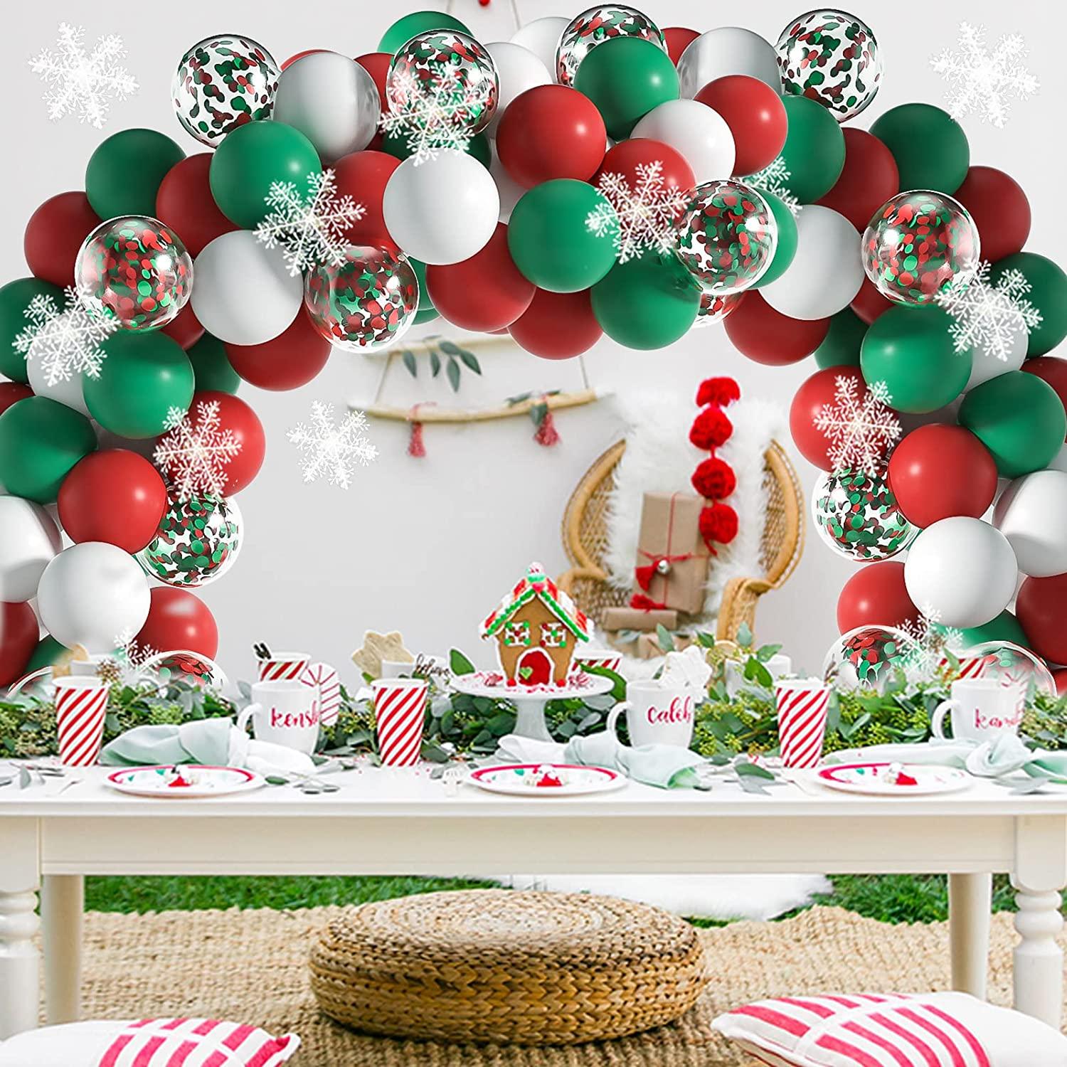 Merry Christmas Balloons Arch Garland Kit, 110pcs Christmas Red White Balloons - Decotree.co Online Shop