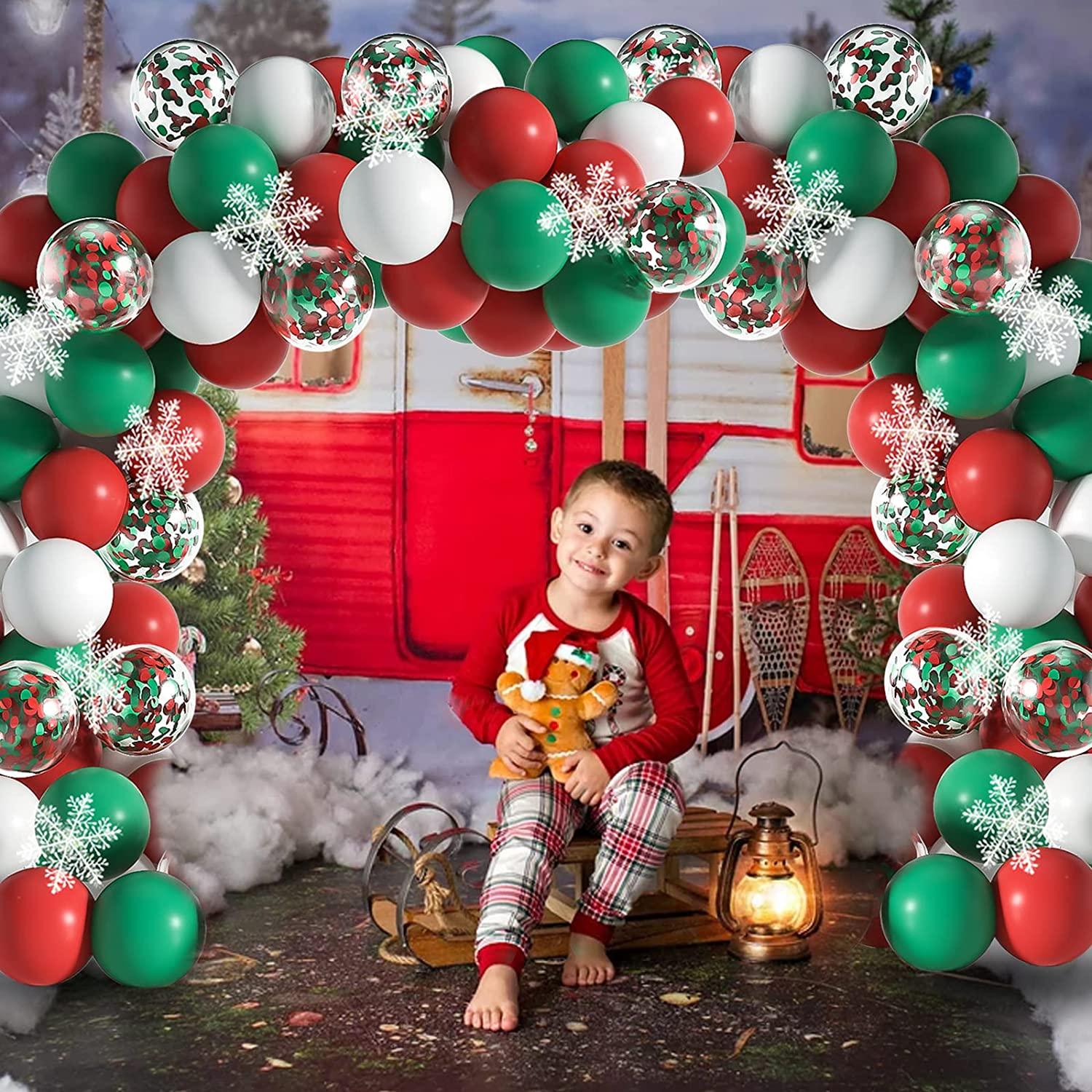 Merry Christmas Balloons Arch Garland Kit, 110pcs Christmas Red White Balloons - Decotree.co Online Shop