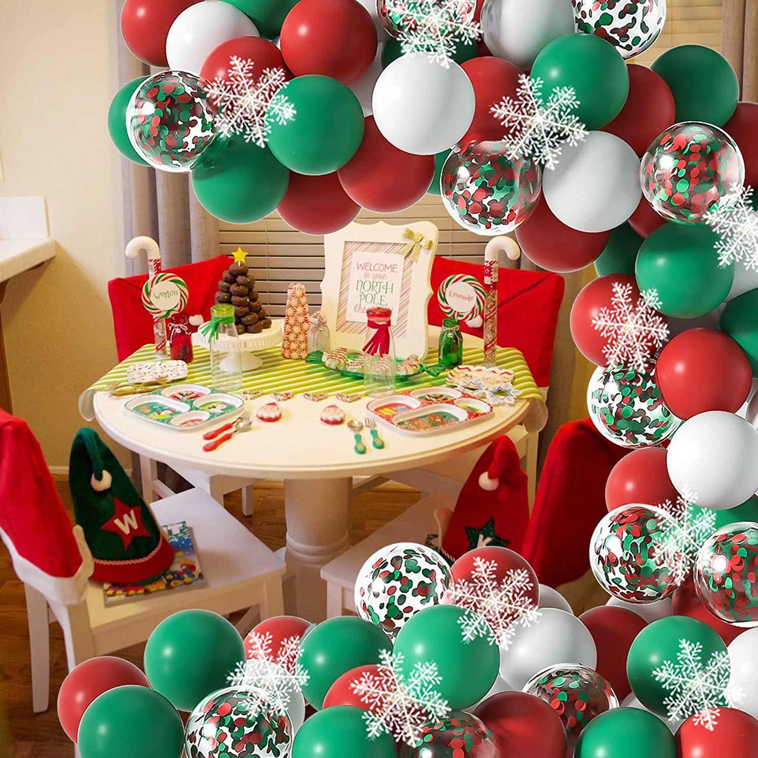 Merry Christmas Balloons Arch Garland Kit, 110pcs Christmas Red White Balloons - Decotree.co Online Shop