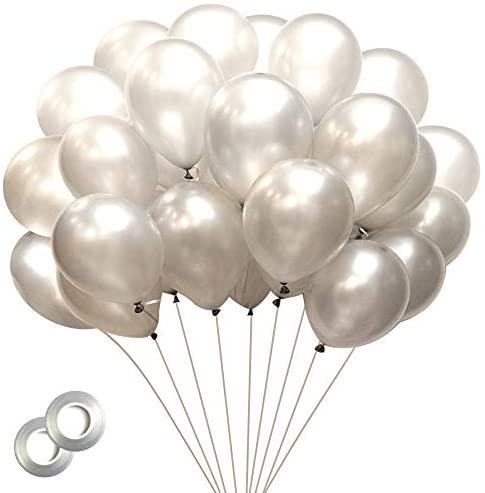 Metallic Chrome Silver Balloons 12 Inch Shiny Glossy Latex Helium party Balloons for Women Men Birthday Baby Shower Wedding Bridal Shower - Decotree.co Online Shop