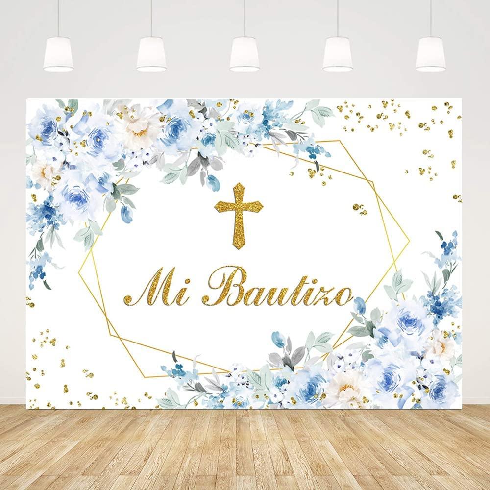 Mi Bautizo Backdrop Mexican Baptism Party Decorations God Bless Boy First Holy Communion Banner - Decotree.co Online Shop