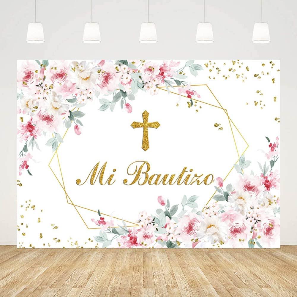 Mi Bautizo Backdrop Mexican Baptism Party Decorations God Bless Boy First Holy Communion Banner - Decotree.co Online Shop