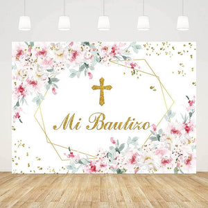 Mi Bautizo Backdrop Mexican Baptism Party Decorations God Bless Boy First Holy Communion Banner - Decotree.co Online Shop