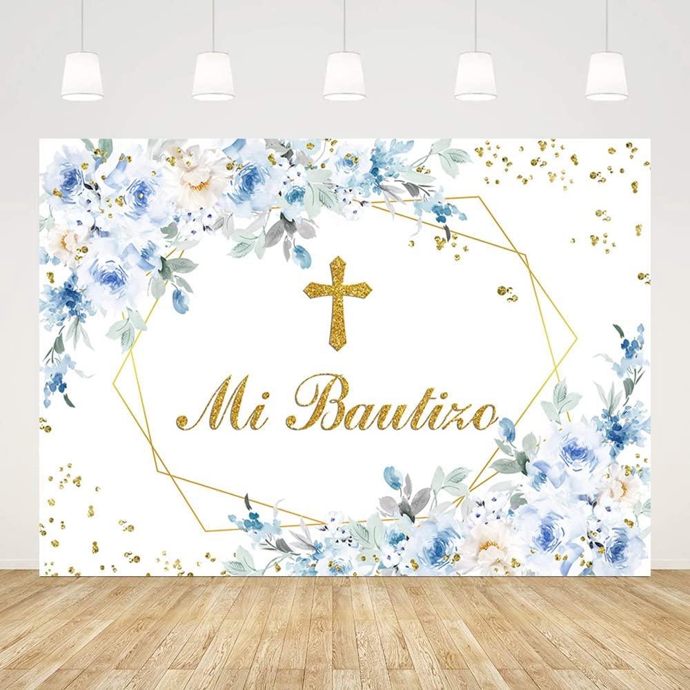 Mi Bautizo Backdrop Mexican Baptism Party Decorations God Bless Boy First Holy Communion Banner - Decotree.co Online Shop