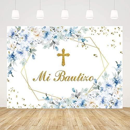 Mi Bautizo Backdrop Mexican Baptism Party Decorations God Bless Boy First Holy Communion Banner - Decotree.co Online Shop