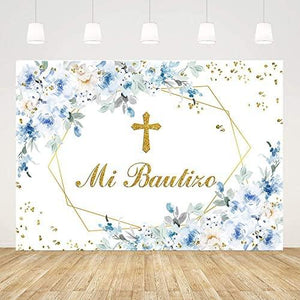 Mi Bautizo Backdrop Mexican Baptism Party Decorations God Bless Boy First Holy Communion Banner - Decotree.co Online Shop