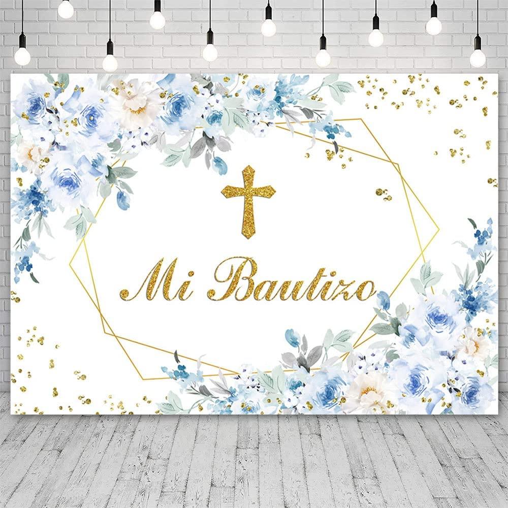 Mi Bautizo Backdrop Mexican Baptism Party Decorations God Bless Boy First Holy Communion Banner - Decotree.co Online Shop