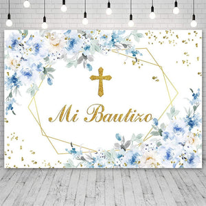 Mi Bautizo Backdrop Mexican Baptism Party Decorations God Bless Boy First Holy Communion Banner - Decotree.co Online Shop