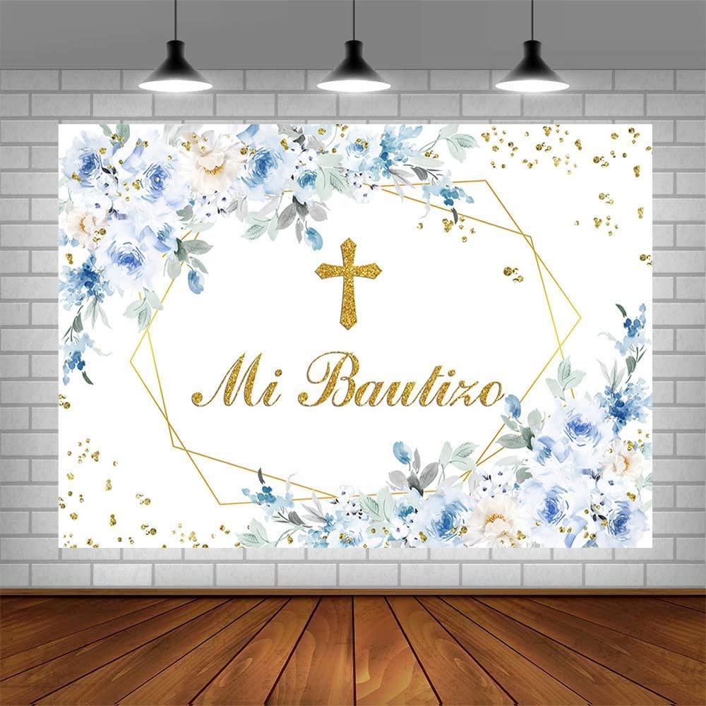 Mi Bautizo Backdrop Mexican Baptism Party Decorations God Bless Boy First Holy Communion Banner - Decotree.co Online Shop