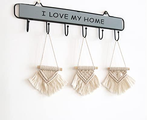 Mini Macrame Wall Hanging Set of 3 Cute Boho Car Accessories Ornaments Woven Art - Decotree.co Online Shop