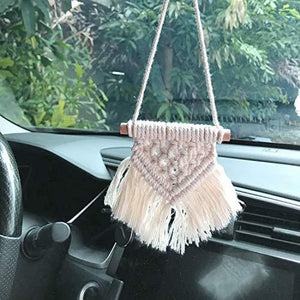 Mini Macrame Wall Hanging Set of 3 Cute Boho Car Accessories Ornaments Woven Art - Decotree.co Online Shop