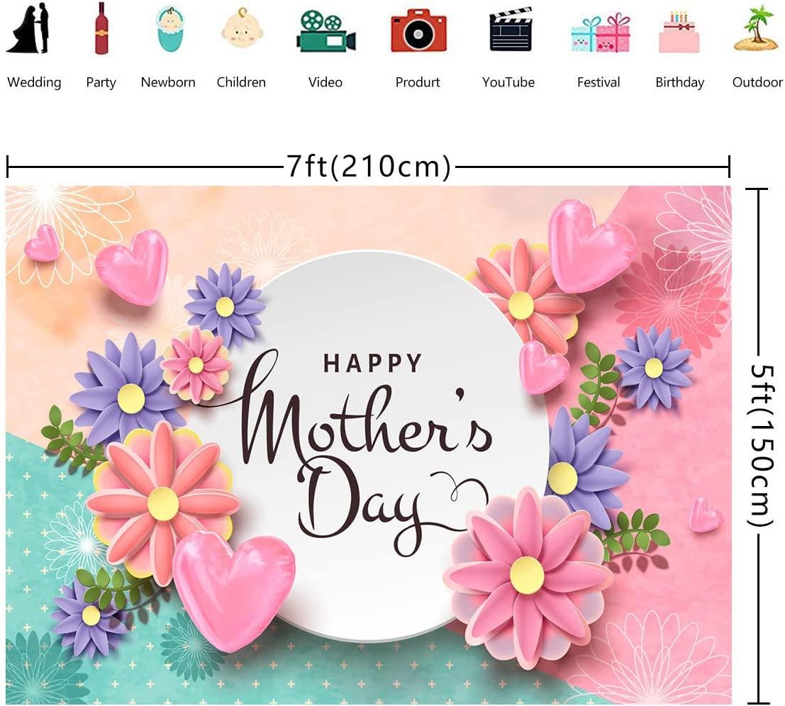 Mother's Day Pink Flowers Love Backdrop Happy Mothers Day Party Photography Backdrop - Decotree.co Online Shop