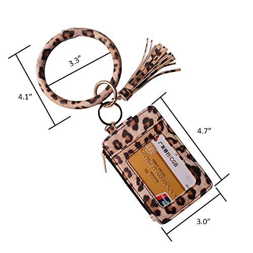 Multifunctional Bangle Key Ring Card Holder PU Leather Round Keychain With Matching Wristlet Walle - Decotree.co Online Shop