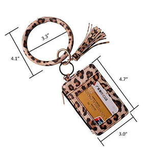 Multifunctional Bangle Key Ring Card Holder PU Leather Round Keychain With Matching Wristlet Walle - Decotree.co Online Shop