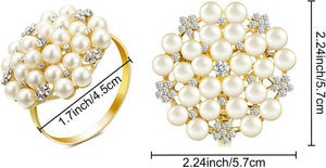 Napkin Rings Set of 12 Pearls Round Flower Gold Silver Napkin Buckles Rhinestone Napkin Holders - Decotree.co Online Shop