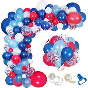 Navy Blue Red White Balloon Garland Kit,139 Pack Navy Red White Confetti Balloon for Boy Blue Birthday Baseball Nautical Theme Party American Flag Party - Decotree.co Online Shop