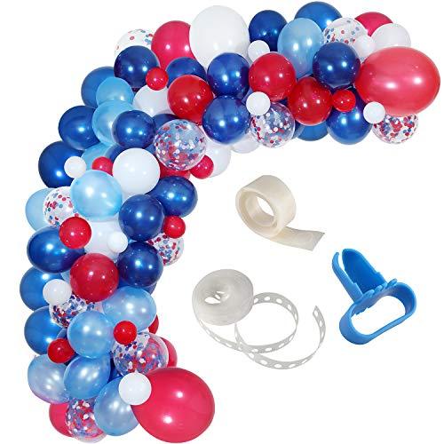 Navy Blue Red White Balloon Garland Kit,139 Pack Navy Red White Confetti Balloon for Boy Blue Birthday Baseball Nautical Theme Party American Flag Party - Decotree.co Online Shop