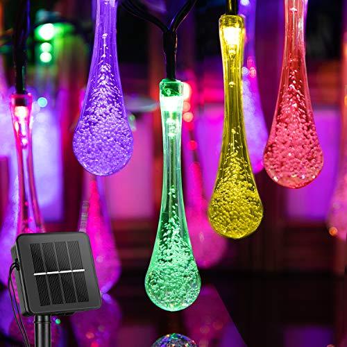 Outdoor Solar String Lights, 40 Led Water Drop Solar Powered Lights with 8 Modes - Decotree.co Online Shop