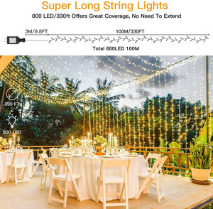 Outdoor String Lights 800LED/330FT with Remote for Wedding and Christmas - Decotree.co Online Shop