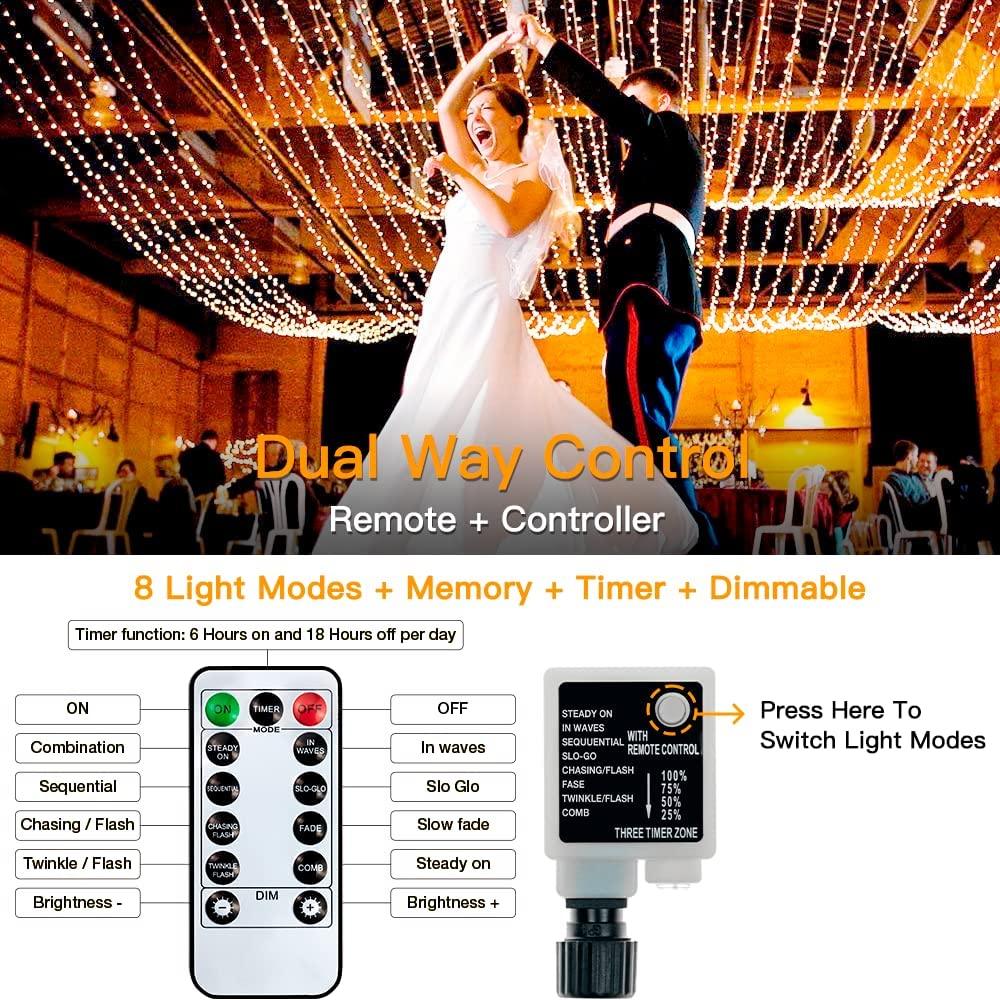 Outdoor String Lights 800LED/330FT with Remote for Wedding and Christmas - Decotree.co Online Shop