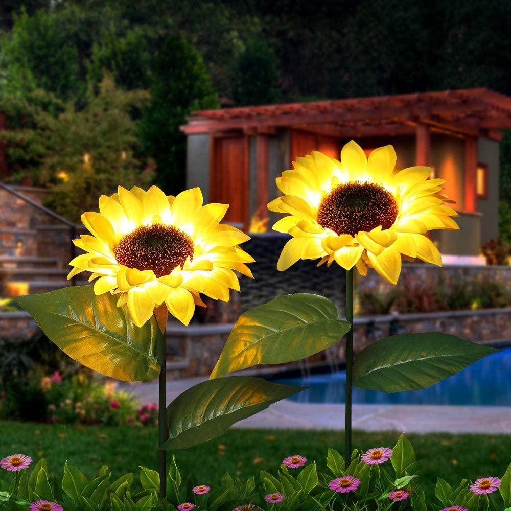 Outdoor Sunflower Solar Garden Decor Yard Stake, 26'' Decorative Lights for Garden Patio - Decotree.co Online Shop