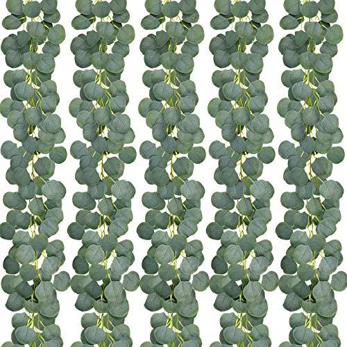 Pack Artificial Eucalyptus Garland Greenery Eucalyptus Vines Faux Silver Dollar Eucalyptus Strands - Decotree.co Online Shop