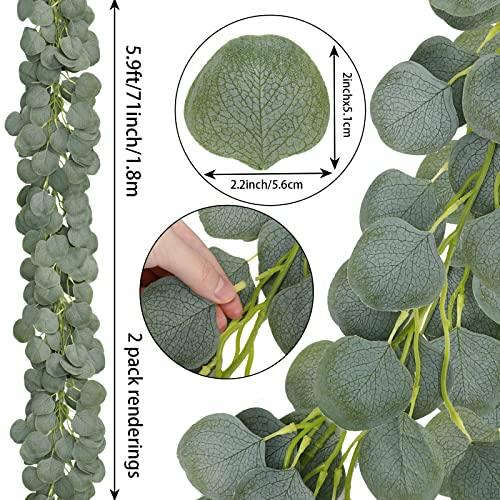 Pack Artificial Eucalyptus Garland Greenery Eucalyptus Vines Faux Silver Dollar Eucalyptus Strands - Decotree.co Online Shop