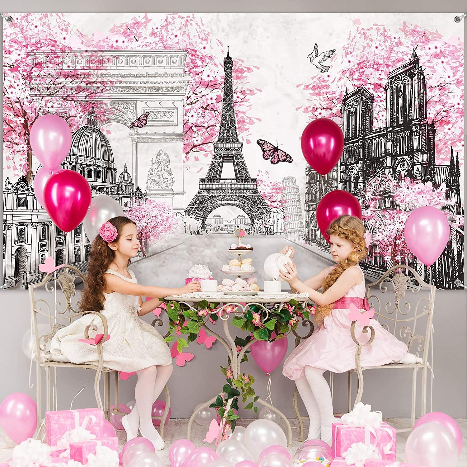 Paris Tapestry Backdrop Paris Wall Art Eiffel Tower Photo Banner Background Birthday Backdrop - Decotree.co Online Shop