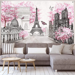 Paris Tapestry Backdrop Paris Wall Art Eiffel Tower Photo Banner Background Birthday Backdrop - Decotree.co Online Shop