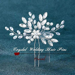 Pearl Bride Wedding Hair Pins Crystal Bridal Head Piece Rhinestones Hair Accessories - Decotree.co Online Shop