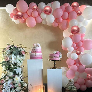 Pink Balloon Garland Kit 130 Pcs 12 Inch Rose Gold Pink White Party Balloons Arch for Baby Shower Girl Bridal Shower Birthday - Decotree.co Online Shop