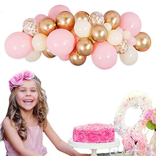 Pink Gold Balloon Garland Kit, Including Chrome Gold, Ivory, Baby Pink & White Gold Confetti Balloons Decorations Backdrop Ideal - Decotree.co Online Shop