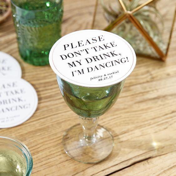 Please Don't Take My Drink, I'm Dancing Paper Beverage Coasters, 4-inch Round, White and Black Letterpress Cocktail Coasters, 100-Pack - Decotree.co Online Shop