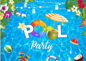 Pool Party Backdrop for Birthday Party Summer Pool Party Banner Backdrop Beach Party Supplies - Decotree.co Online Shop