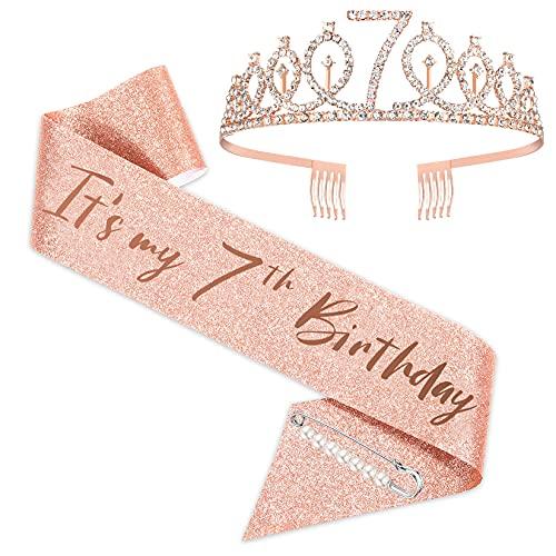 Products 7th Birthday Sash and Tiara for Girls, Rose Gold Birthday Sash Crown 7 & Fabulous Sash and Tiara for Girls, 7th Birthday Gift - Decotree.co Online Shop