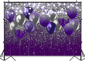 Purple and Silver Glitter Backdrop for Birthday Wedding Prom Graduation Photography Background - Decotree.co Online Shop