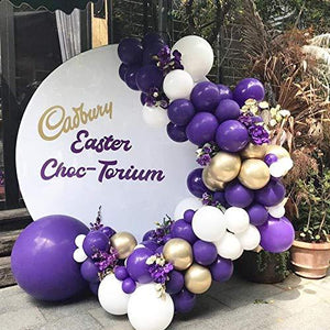 Purple Balloons Arch 100 Pcs 10 Inch Helium Gold Metallic White Balloons Garland Kit for Wedding Engagement Bridal Shower Baby Shower Birthday Party - Decotree.co Online Shop