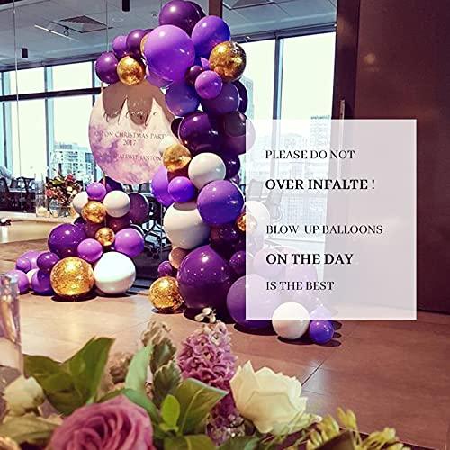 Purple Balloons Arch 100 Pcs 10 Inch Helium Gold Metallic White Balloons Garland Kit for Wedding Engagement Bridal Shower Baby Shower Birthday Party - Decotree.co Online Shop