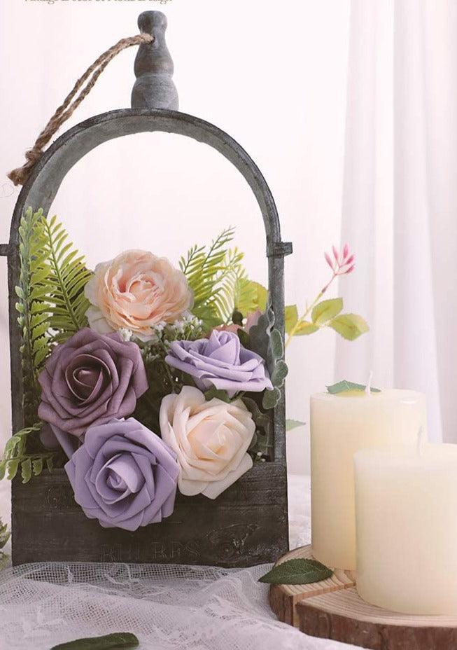 Real Looking Dusty Rose Foam Fake Roses with Stems for DIY Wedding Bouquets Bridal Shower Centerpieces Artificial Flowers - Decotree.co Online Shop