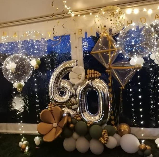 Reusable Led Aqua Balloon 60th Party Decorations - Decotree.co Online Shop