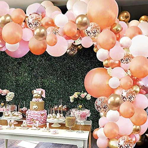 Rose Gold Balloon Garland Arch Kit, 152 Pieces Rose Gold Pink White and Gold Confetti Latex Balloons - Decotree.co Online Shop