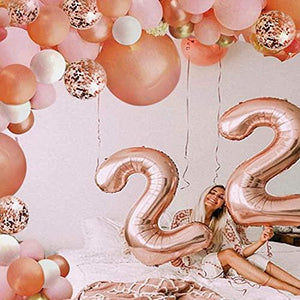 Rose Gold Balloon Garland Arch Kit, 152 Pieces Rose Gold Pink White and Gold Confetti Latex Balloons - Decotree.co Online Shop