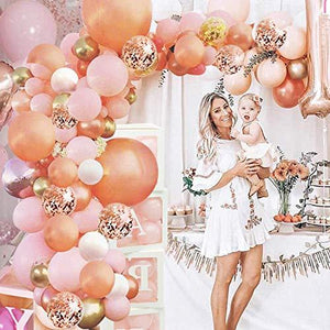 Rose Gold Balloon Garland Arch Kit, 152 Pieces Rose Gold Pink White and Gold Confetti Latex Balloons - Decotree.co Online Shop