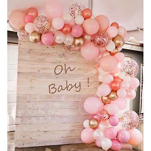 Rose Gold Balloons 140 Pack 12 Inch Gold and Pink Balloons and Pink Confetti Balloons Garland Arch Kit for Bridal Shower Baby Shower Party Decoration - Decotree.co Online Shop