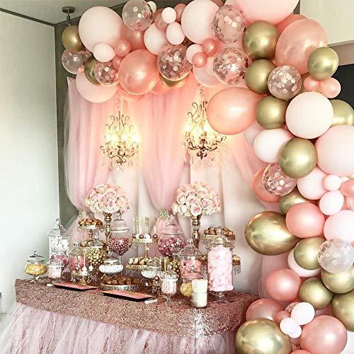 Rose Gold Balloons 140 Pack 12 Inch Gold and Pink Balloons and Pink Confetti Balloons Garland Arch Kit for Bridal Shower Baby Shower Party Decoration - Decotree.co Online Shop