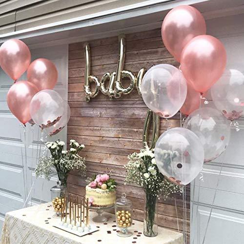 Rose Gold Balloons 140 Pack 12 Inch Gold and Pink Balloons and Pink Confetti Balloons Garland Arch Kit for Bridal Shower Baby Shower Party Decoration - Decotree.co Online Shop